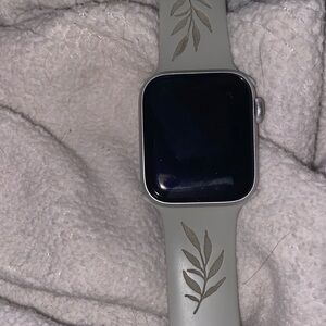 Silver Smartwatch with Leaf Design Band